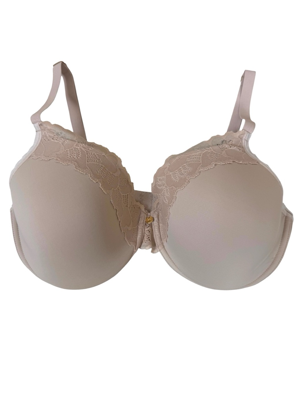 Natori 736044 Nude Beige Lace Trim Underwire Smooth Molded T-Shirt Bra 34DD